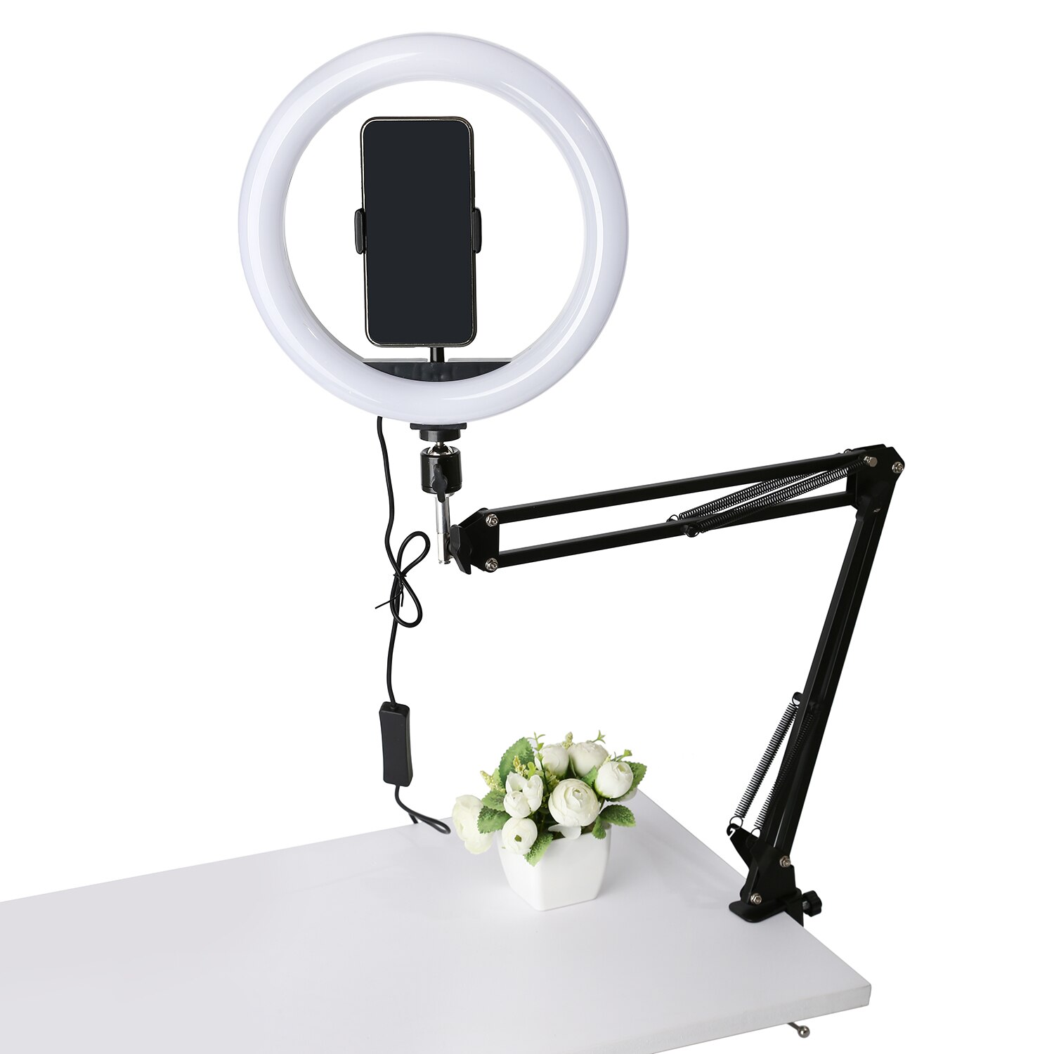 Photographie Selfie 26cm 33cm Anneau Lumières LED RVB Lampe Avec Bras Long Bureau Tablette Support Pour Téléphone Pour Téléphone Vidéo En Direct de Tir