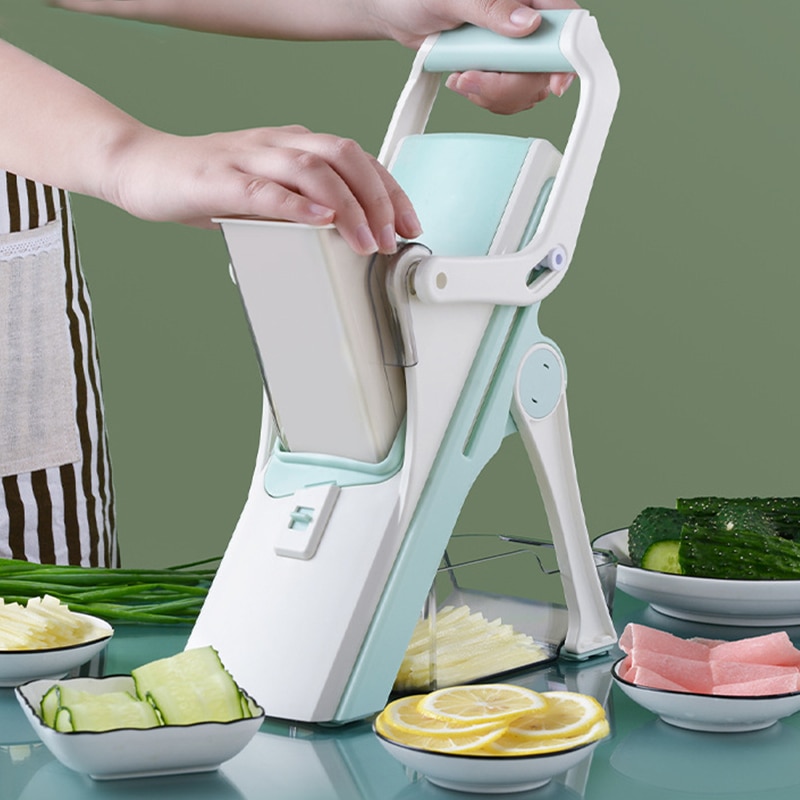 5 in 1 Vegetable Cutter Mandoline Slicer Manual Food Chopper Fruit Potato Cucumber Carrot Meat Slicer Shredder Ninja Safe Slice