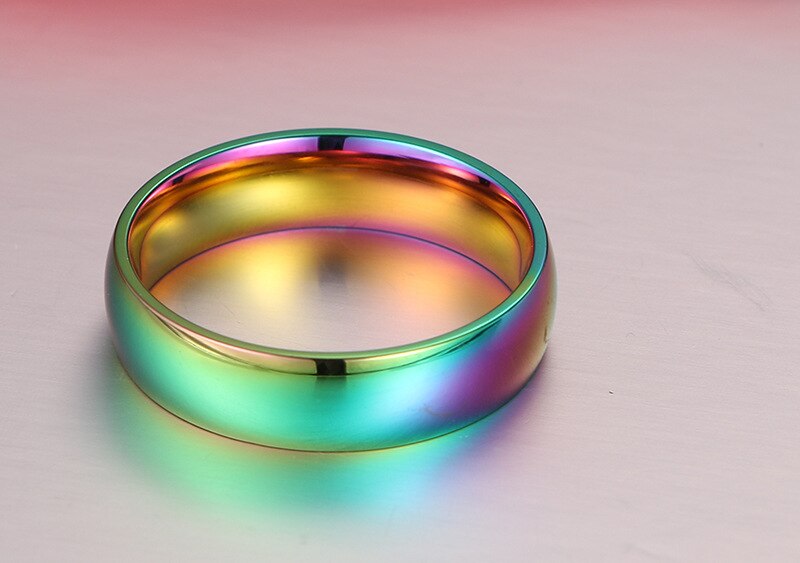 Anillos de boda de 6mm de ancho para mujer y hombre, joyería de Orgullo Gay, anillos de boda de Color arcoíris, anillo de acero inoxidable, , novedad de 2022