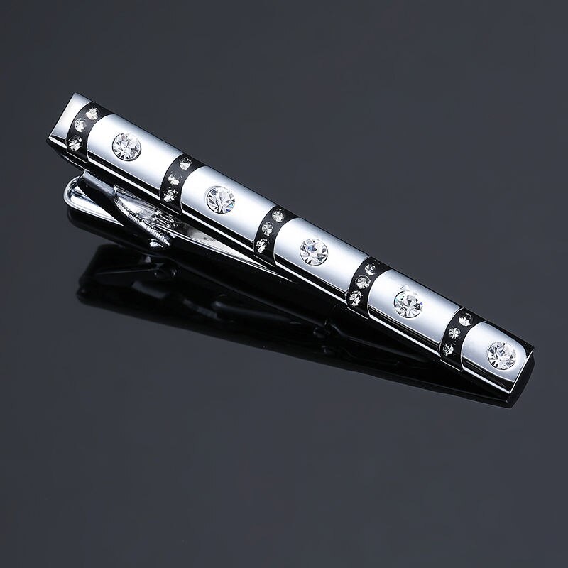 Rvs Tie Clip Mode Stijl Zilveren Crystal Patroon Dasspeld Mannen Wedding Shirt Tie Badge pin