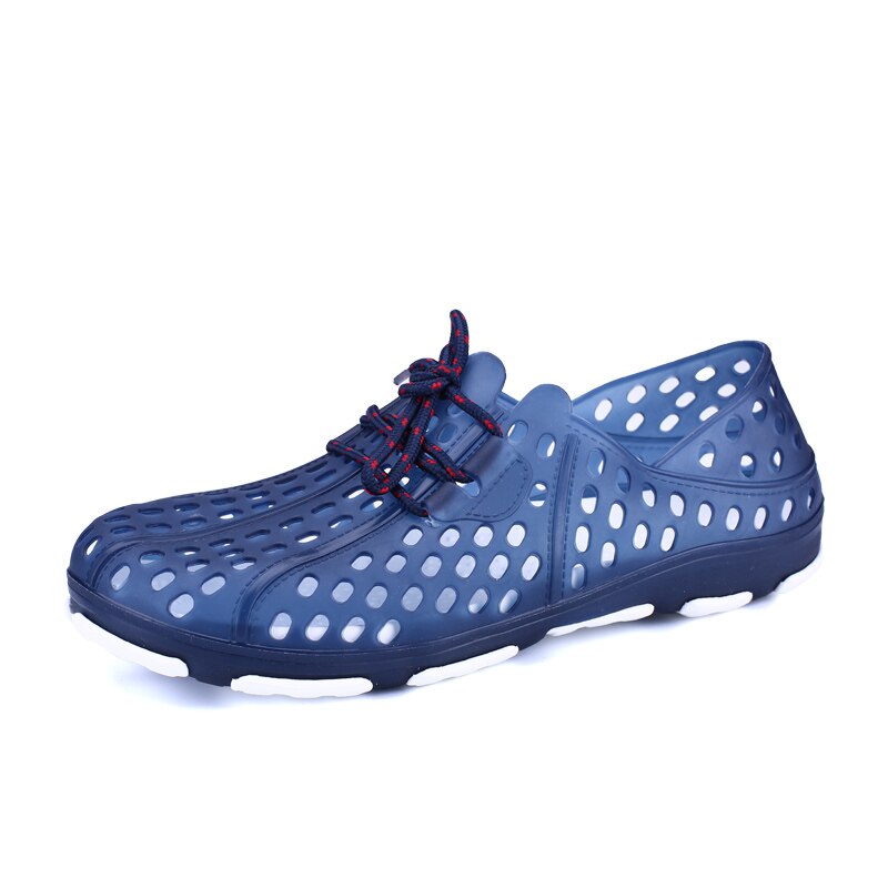 Männer Strand Sandalen Sommer Atmungsaktive Gelee Hausschuhe lässig Komfortable Gummi Strand Männer Sandalen draussen Dicke Sohle Schuhe: Blau / 10