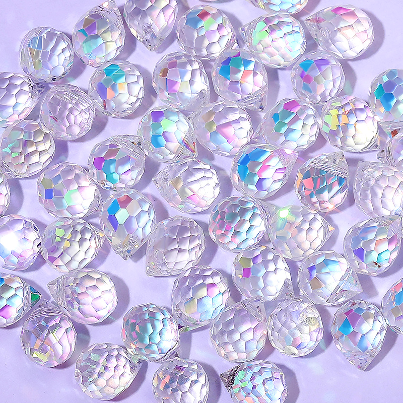 Cuentas de fresa de cristal de 10x8mm, cuentas de vidrio facetadas brillantes de Color AB para fabricación de joyería, pulseras DIY, accesorios para pendientes, 50 Uds.: Negro