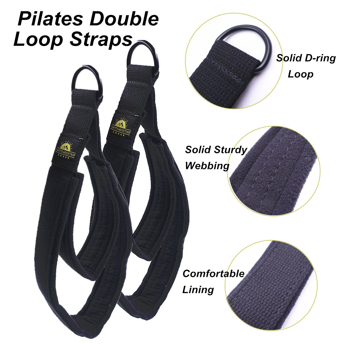 2 PCS Pilates Double Loop Straps for Pilate Reformer Fitness Yoga Straps Handles Exercise Home Gym Workout Accessories