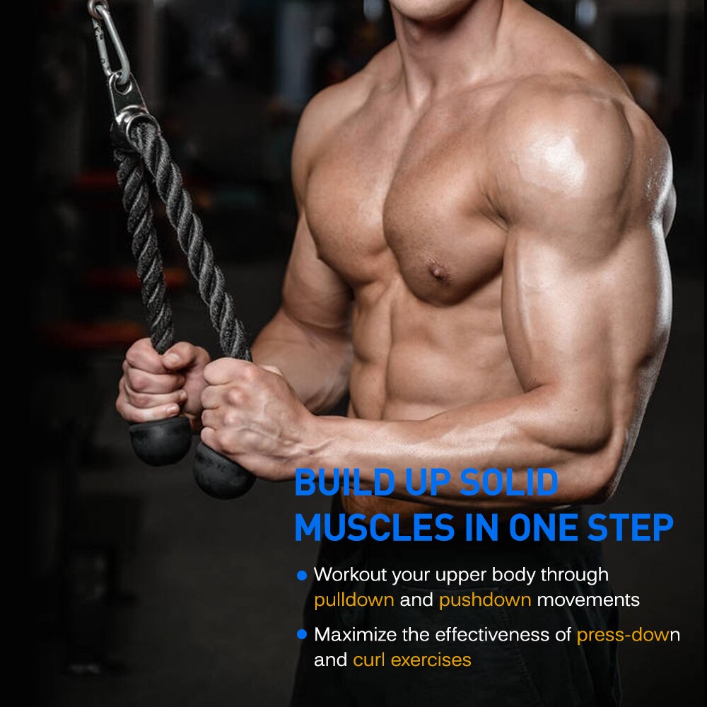 Training Pull Down Rope Triceps Push Down Rope 27IN NonSlip Cable Attachment for Home Gym exercise Bodybuilding DIY pulley cable