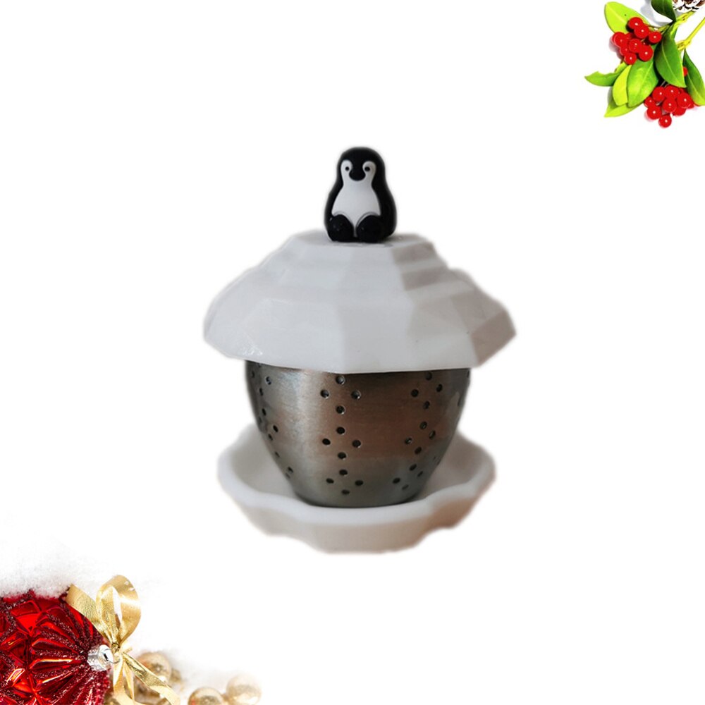 Edelstahl Tee Infuser Filter Pinguin Tee Sieb Tee Filter Tee Leckage Tee Kunst Werkzeug für Haus (Weiß)