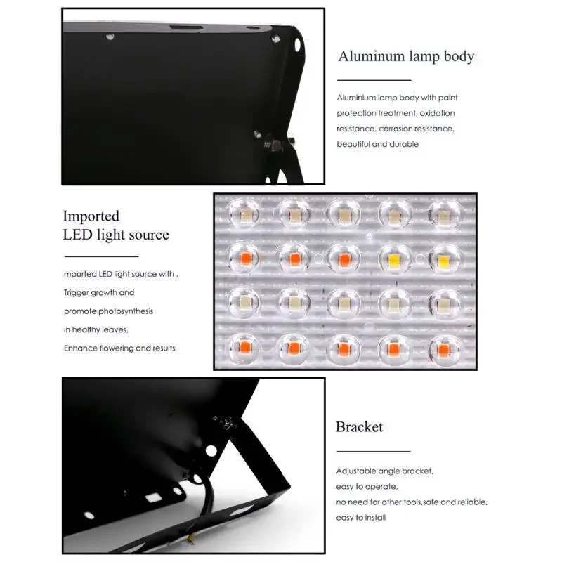 LED-Pflanzenlampe Vollspektrum-Phyto-Lampe AC 220V 50W 100W 200W 300W für Gewächshaus-Hydrokultur-Pflanzenwachstumsbeleuchtung mit EU-Stecker