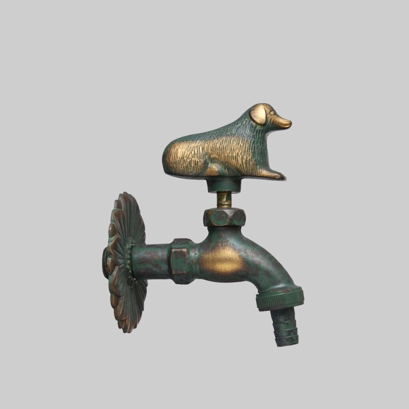 MTTUZK Outdoor Decorativ Garden Faucet Animal Shape Bibcock Antique Brass Dog Tap For Washing Mop/Garden Watering Animal Faucet
