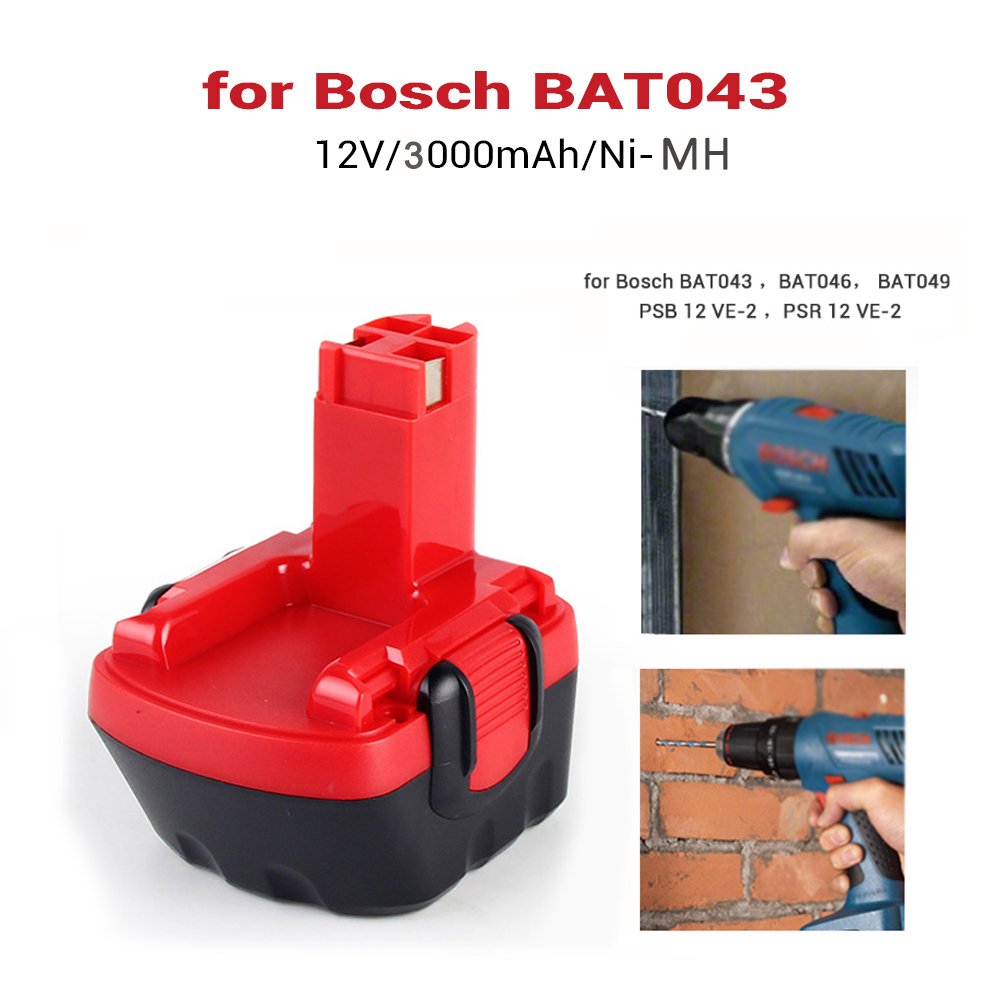 12 V 12 V 6800mAh batería de Ni-MH para Bosch 12 V taladro GSR 12 VE-2... GSB 12 VE-2... PSB 12 VE-2... BAT043 BAT045 BTA120 26073, 35430
