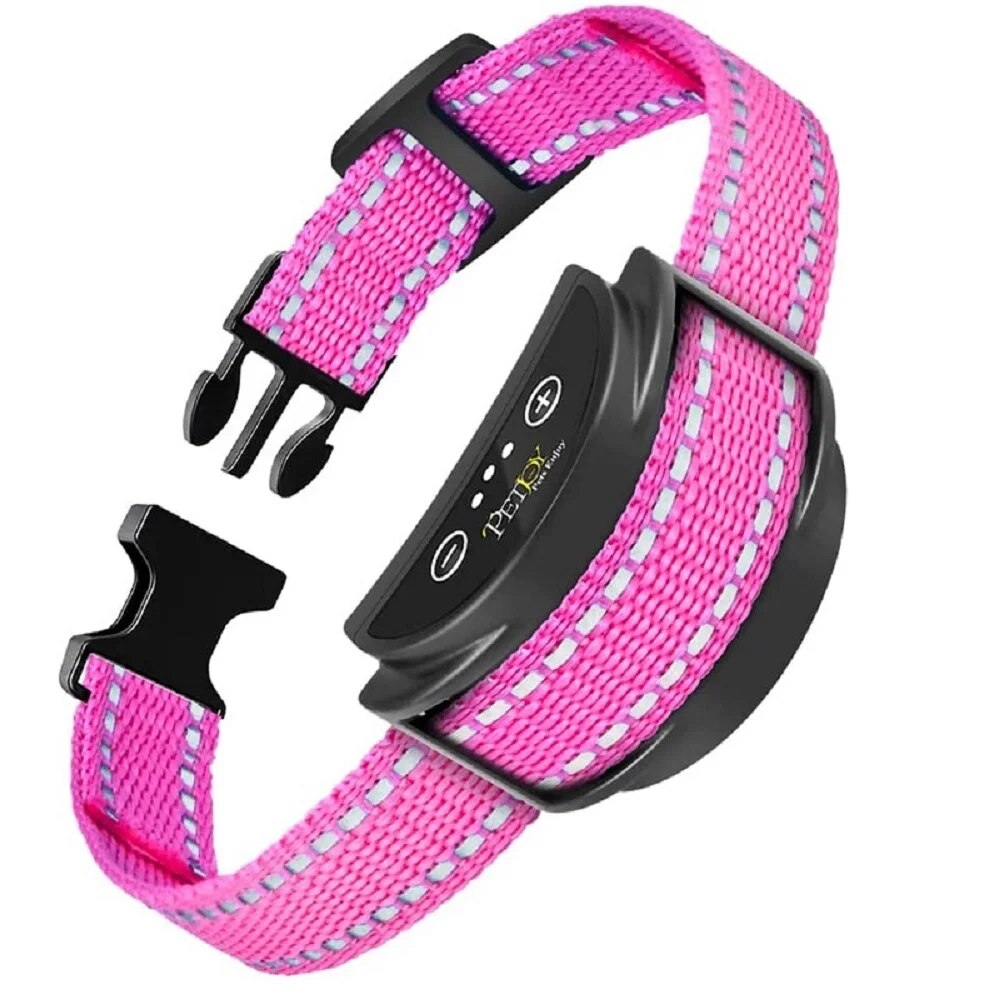 Collar de corteza para perros,Collar antiladridos con 5 niveles ajustables,Collar sin corteza para perros pequeños de 5 a 15 libras,impermeable y recargable: Rosa
