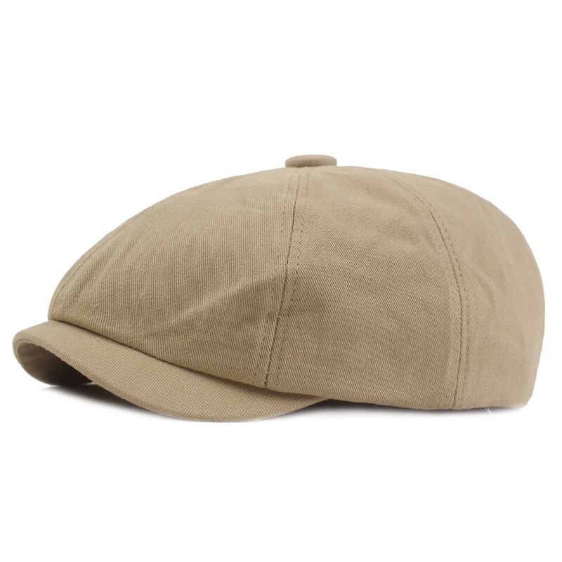 Octagonal Hats Men Captain Painter Woman Beret Casual Newsboy Hat Spring Summer Autumn Retro Beret Hat Octagonal Cap Male: Khaki
