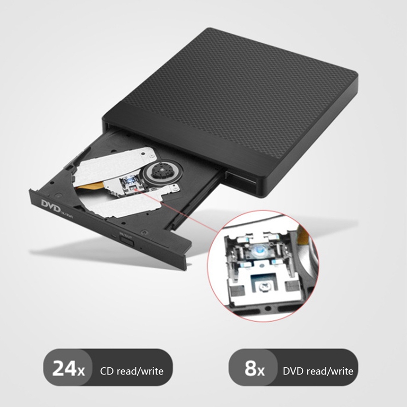 External DVD Burner USB 3.0 Portable CD/DVD ROM +/-RW Drive with 2 USB, SD/TF Ports for Laptop Desktop Computers