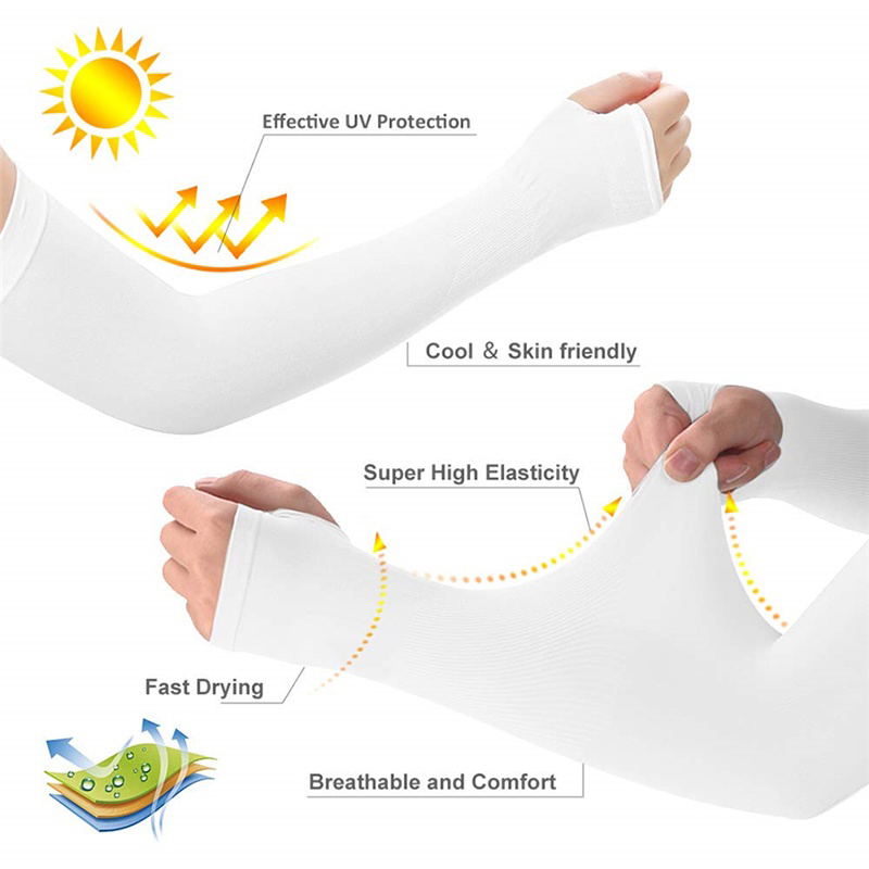 Summer Ice Silk Long Sleeves Anti-Sunburn Arm Cover Men Women Cuff Cool Hand Sleeves Anti-UV Cycling Arm Sleeve Fingerless