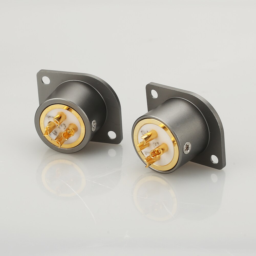 1 Uds Viborg de cobre puro de 24K chapado en oro XLR 3 Pin hembra chasis toma montado en el Panel adaptador soldadura