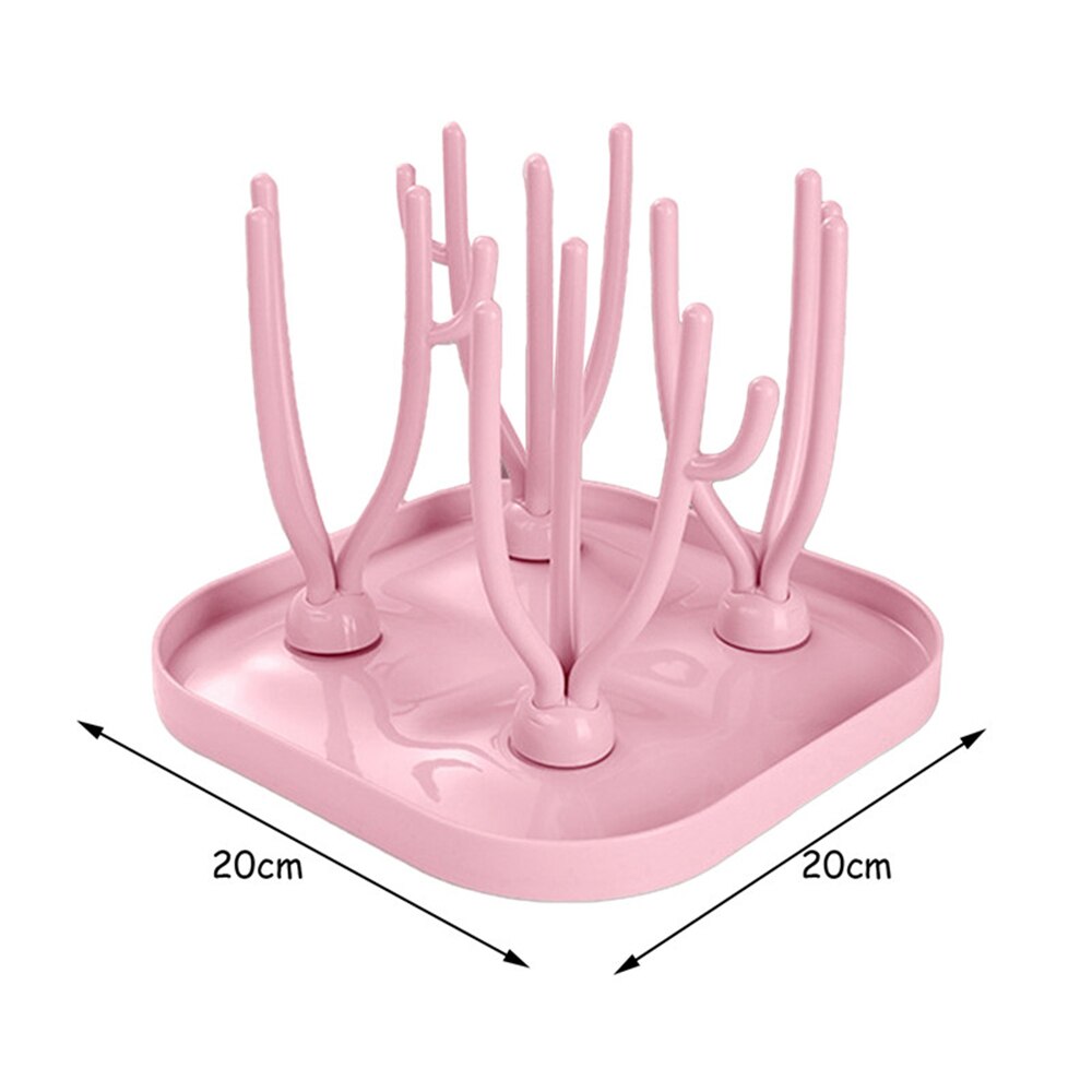 Baby Flasche Trocknen Gestell Baby Flasche Reinigung Trockner Abtropffläche Lagerung Gestell Baum bilden Trocknen Gestell Für Babys Flaschen Abnehmbare: Rosa