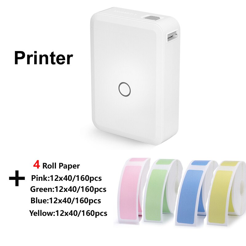 Niimbot D11 D110 Label Printer Mini Draagbare Pocket Geen Inkt Label Maker Voor Mobiele Telefoon Home Office Gebruik Print Met naam: add 4rolls color