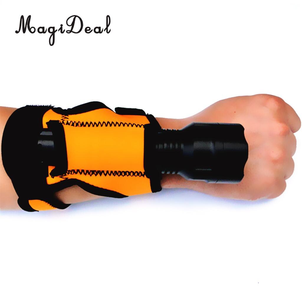 Magideal 3mm neopren håndfri lommelygte lysholder handske dykning dykning undervands ledet fakkelmonteret hylsterudstyr: Orange