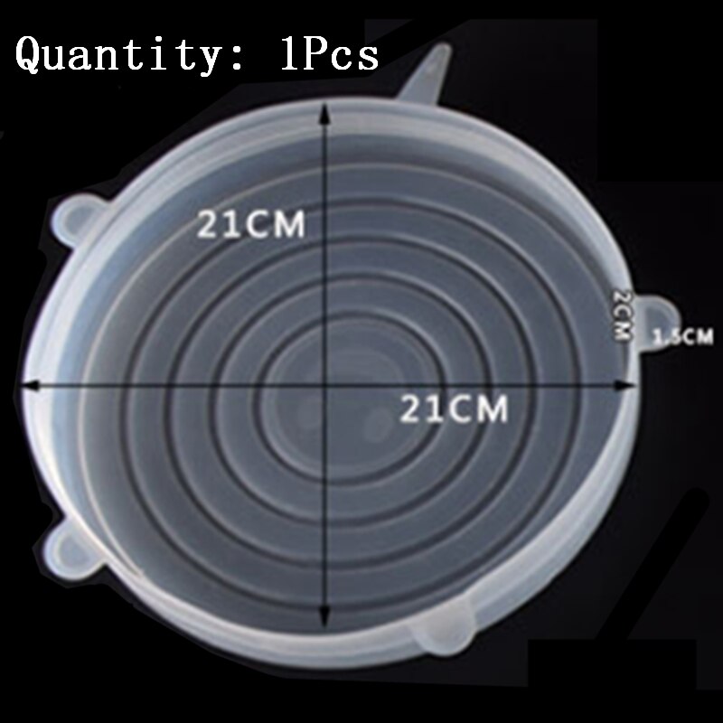6PCS Food Saran Wrap Stretch Vacuum Silicon Cover Kitchen Storage Reusable Organization Keep Fresh Seal Lid Bowl Container Fruit: 21cm white