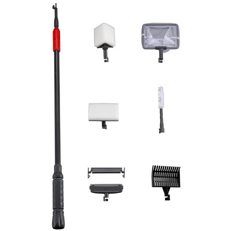 Cleaning Tool 6 in 1 Fish Tank Cleaning Kit Algae Scraper Scrubber Pad Adjustable Long Handle Fish Tank Cleaning Kit: Default Title
