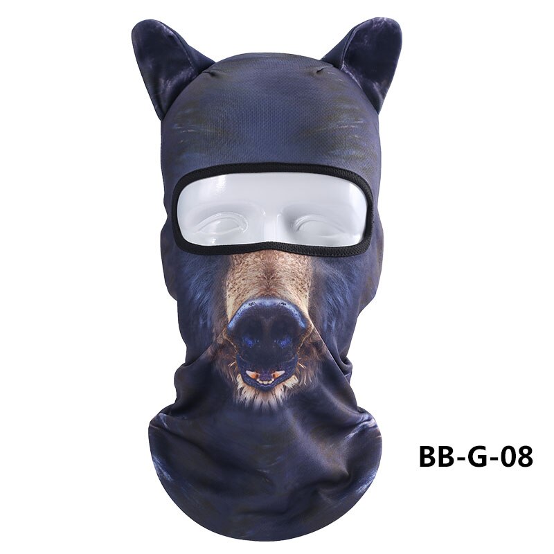 Dammsäker djurmönster huvudbonader med öra katt hund lejon män kvinnor hel ansiktsmask balaclava huva täcka hals halsduk hattar: Bb-g -08