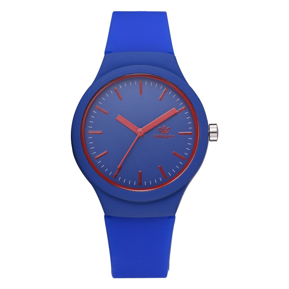 Dameshorloge met effen patroon, siliconen band, casual dameshorloges: Blauw