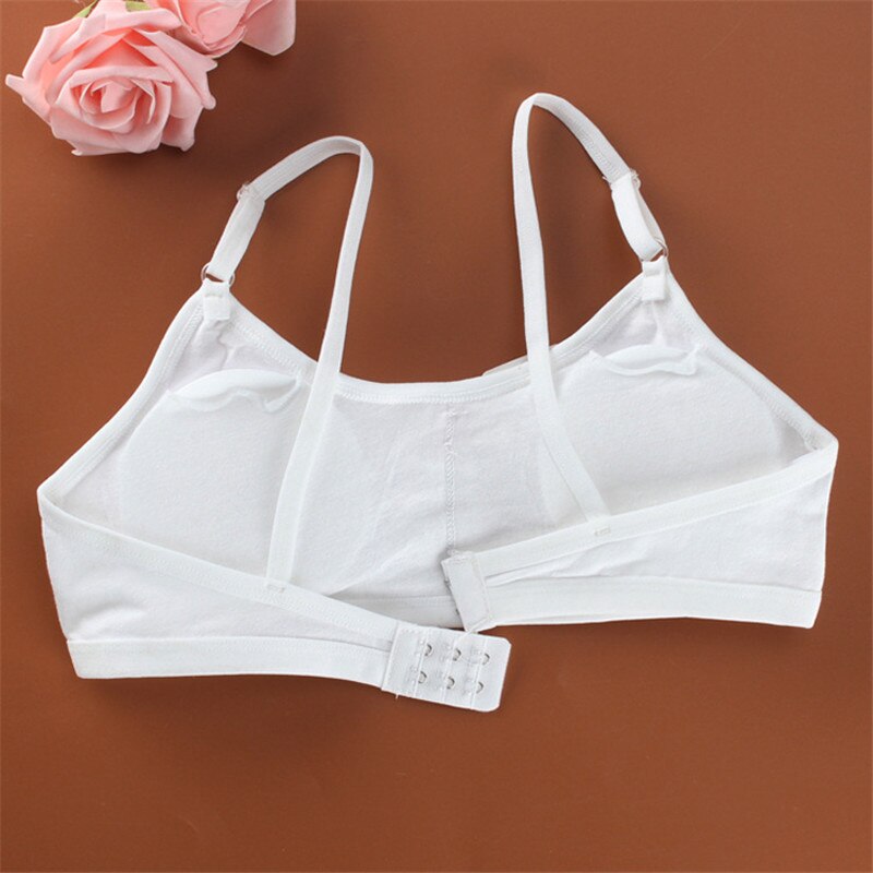 Effenkleurige, eendelige, dunne kanten trainingsbeha voor jonge meisjes met drie haakjes aan de achterkant