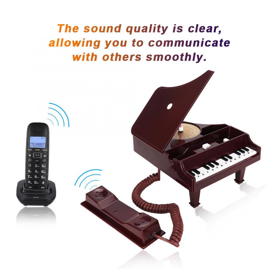 WX-1186# Multi-Functional Brown Piano Shape Telephone Desk Phone Home Decoration telefono fijo para casa landline phone