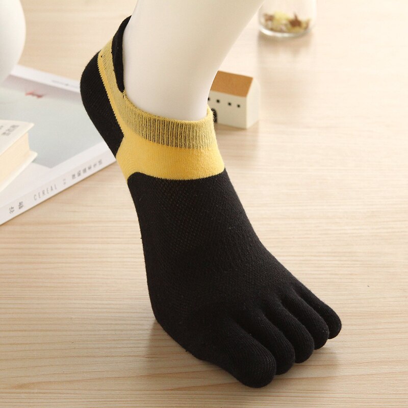 Vrouwen Vijf Vinger Sokken Lente Zomer Ademend Toevallige Teen Sokken 1 Paar Katoen Patchwork Comfortabele Vijf Vinger Sokken: Black