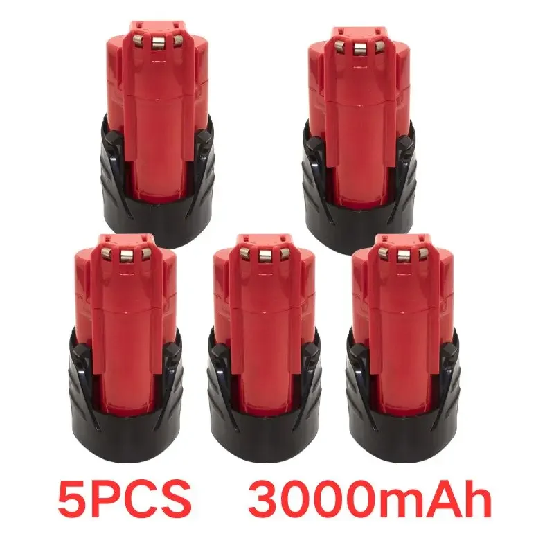 10- pack 3000 mah för milwaukee  m12 laddningsbara batterier för 12v sladdlösa verktyg 48-11-2402 48-11-2411 48-11-2401 mil -12a- li: Elfenben