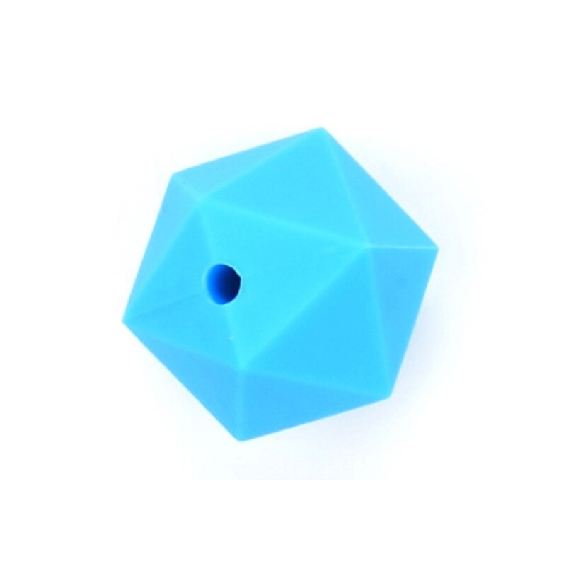 LOFCA 10 części/partia kulki silikonowe do ząbkowanie naszyjnik biżuteria DIY koraliki Icosahedron lepiej niż sześciokąt: deep skyblue