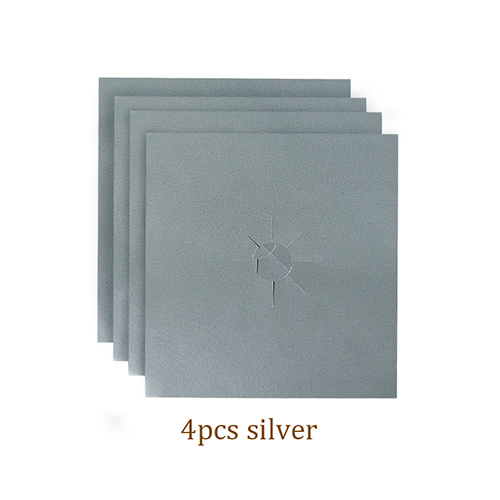 Protecteur de cuisinière à gaz | Ensemble de 4 pièces, accessoires de protection pour cuisinière à gaz, couverture de Stovetop/revêtement de cuisine à gaz: 4pcs Silver