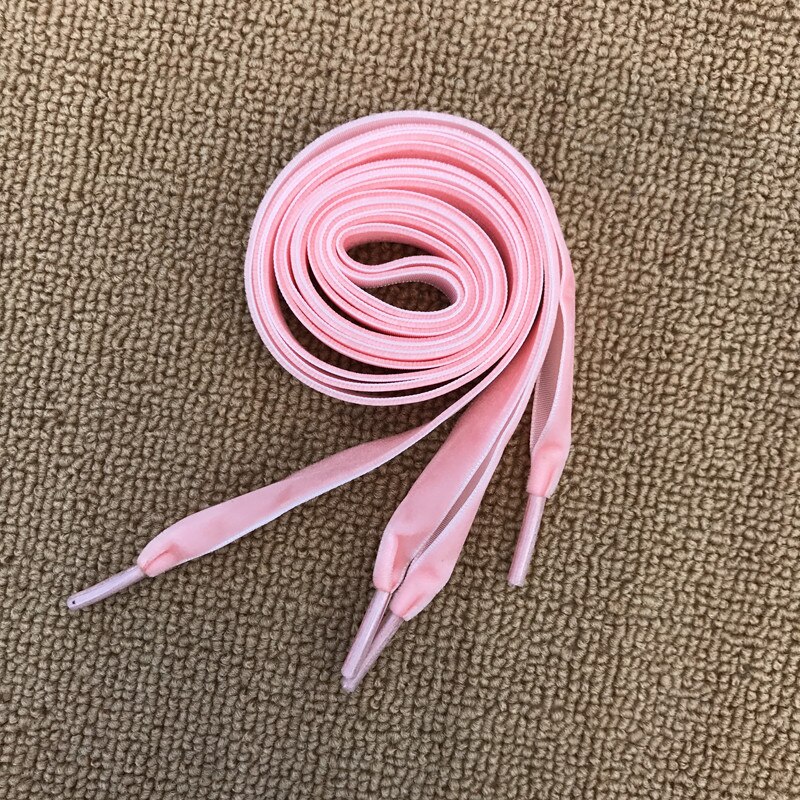 Flat Wide Lace Velvet Surface Shoelaces Women Men Black White Blue Colorful Shoes Laces for Sneaker Sports Casual Shoe Strap: PINK / 120CM