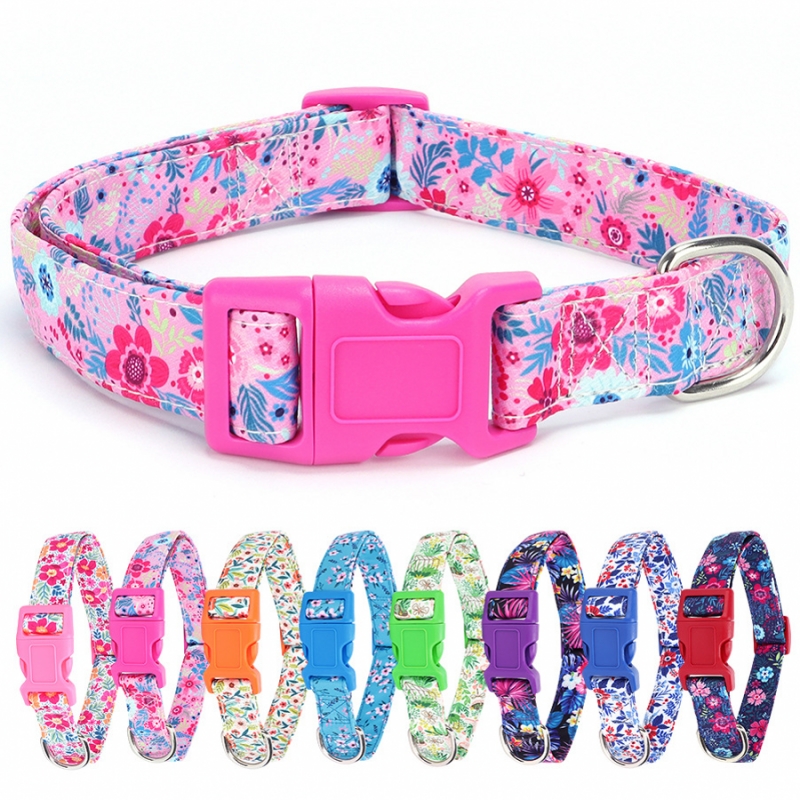 Nylon-Hundehalsband, verstellbar, Blumendruck, Welpenhalsband, Haustierprodukte für kleine, mittelgroße und große Hunde, Chihuahua, französische Bulldogge