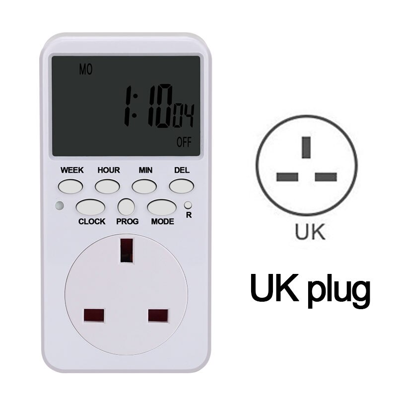 Eu us plug elektronische digitale tijdschakelaar tijdrelais 230v keukentimer 12/24 uur programmeerbare timer stopcontact schakelaar controller