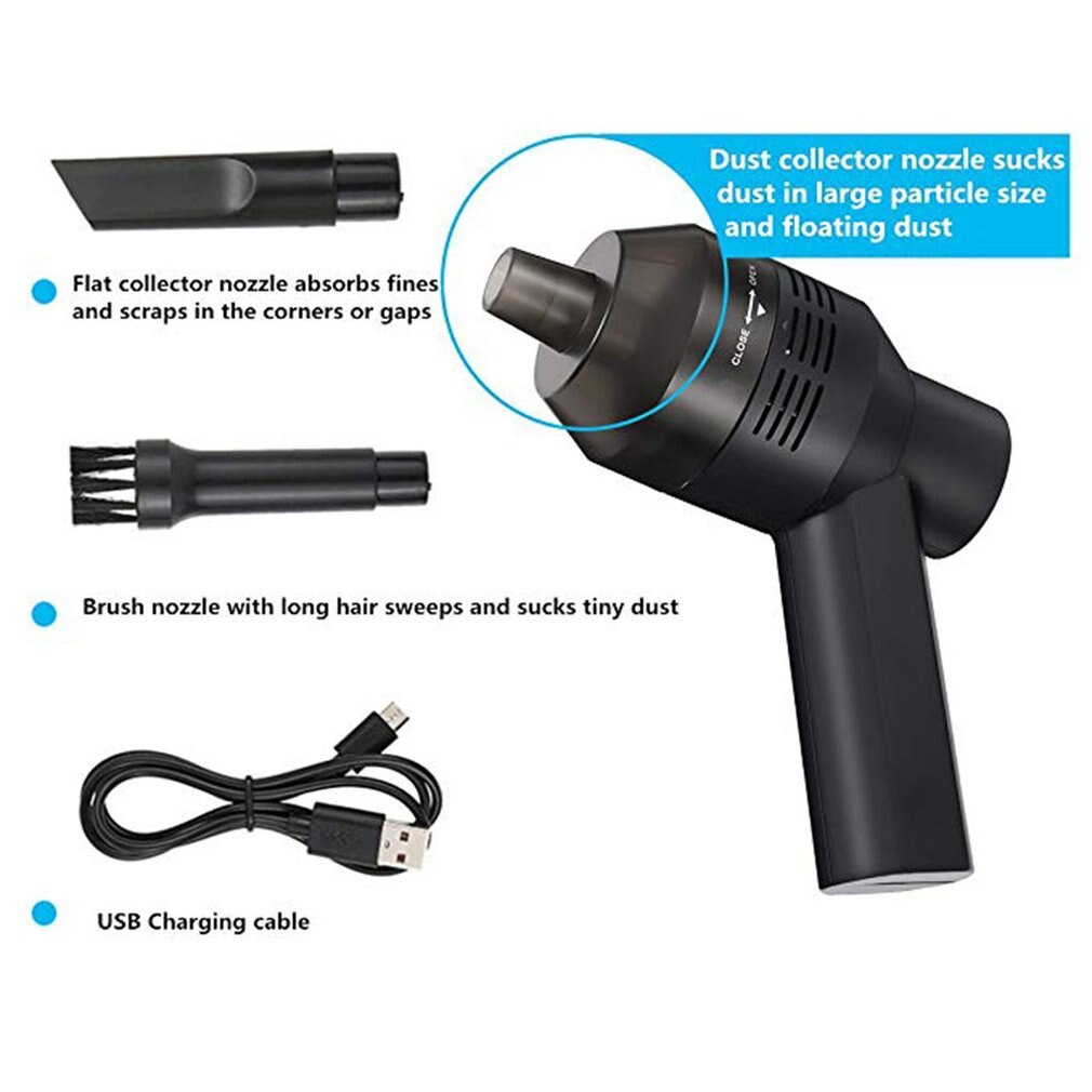 Handstofzuiger, mini-stofzuiger voor desktop-naaimachine, autotoetsenbord, draagbaar, draadloze USB-reiniging