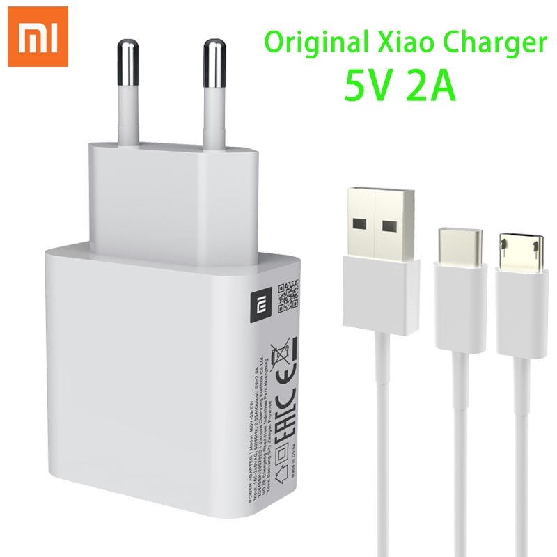 Originele Xiaomi Charger Adapter 5V 2A Micro Usb Type-C Datakabel Travel Opladen Adapter Voor Mi 3 4 5 Redmi Note 3 3S 3X 4X