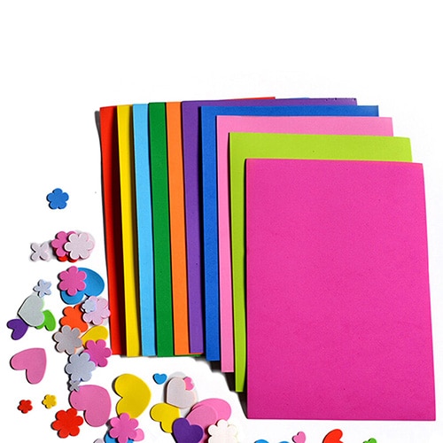10 stks/partij Laagste Prijs 10 kleur Multicolor Spons Foam Papier Vouwen scrapbooking Paper Craft DIY 26*18.5 cm