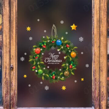 Christmas-dressed Owl On A Tree Branch Wall Stickers Wall Window Christmas -year Christmas Festival Stickers Decoration: Q