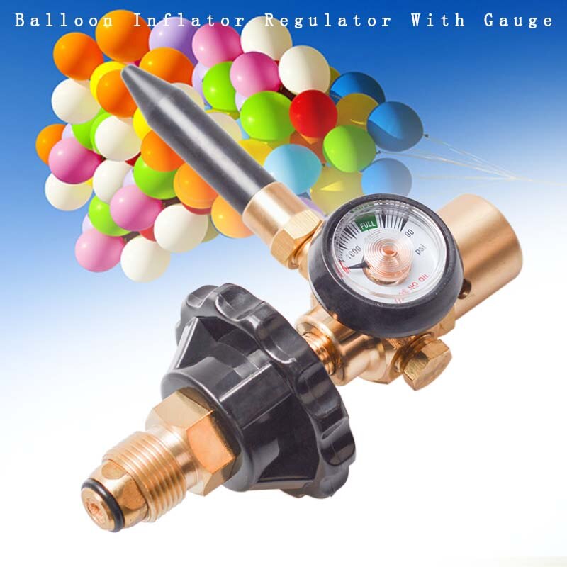 1Pc Brass Helium Latex Balloon Inflator Regulator With Pressure Gauge For G5/8 Tank Valves 145*135mm Pressure Reducer