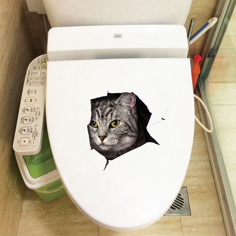 Pegatina de pared de conejo en 3D para baño, calcomanías de decoración del hogar, papel tapiz de animales
