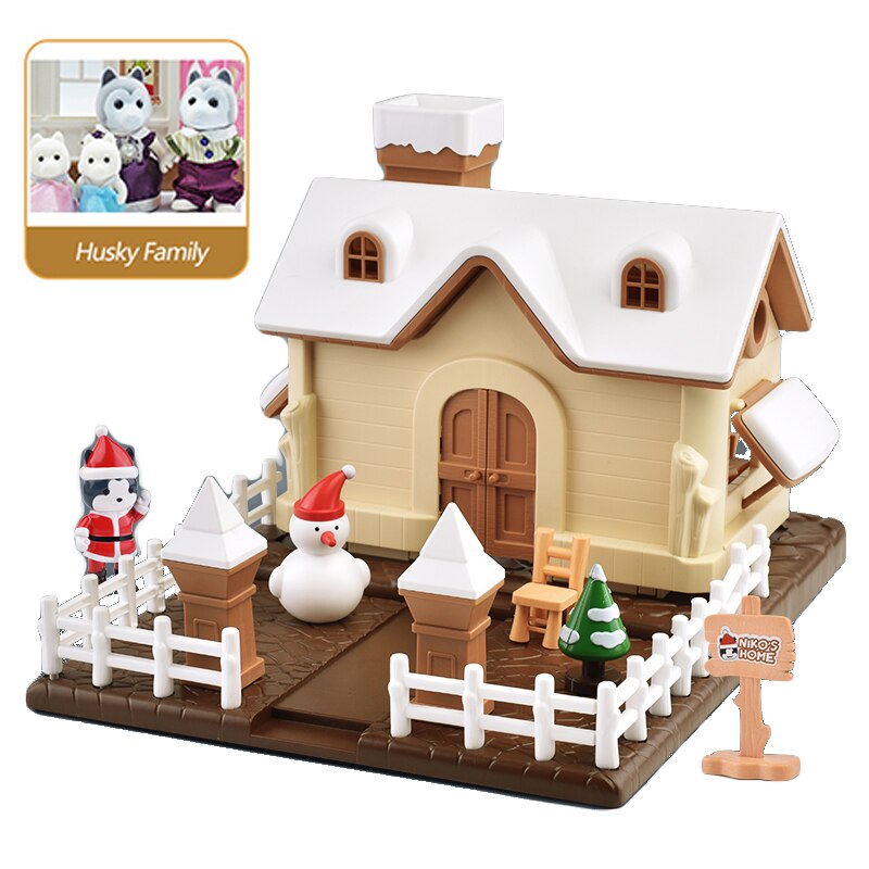 Forest Family House Simulation Snow 1:12 Dollhouse Christmas DIY House Villa Model Animals Birthday Toys for Girls: 1807-G05-K05