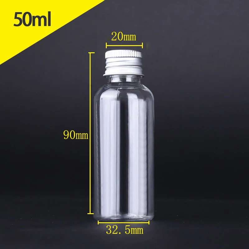50Pcs 5/10/20/30/50/60/80/100/120ML Portable PET Plastic Bottles W/ Aluminum Screw Cap Travel Cosmetic Container Lotion Creams: DARK GRAY / 5ml