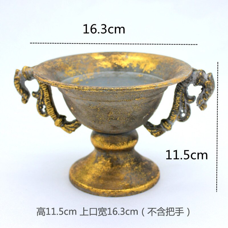 Roman Column Vase Flower Class Succulent Planter French Trophy Flower Weng Retro Distressed Wrought Iron Flower Home Furnishings