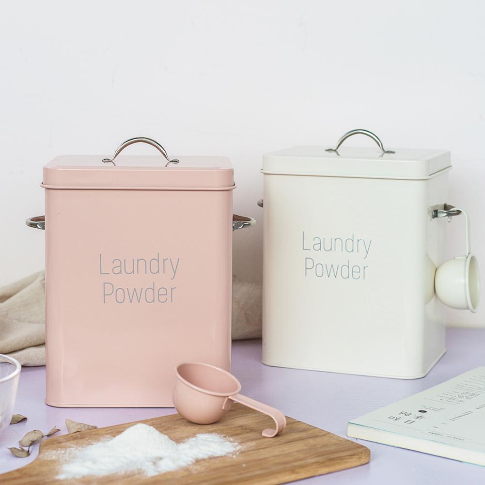 1 PCS Nordic Wind Ins Wind Wash Powder Bucket 3kg Multifunction Household Box Covered Storage Accessories Rice Snacks
