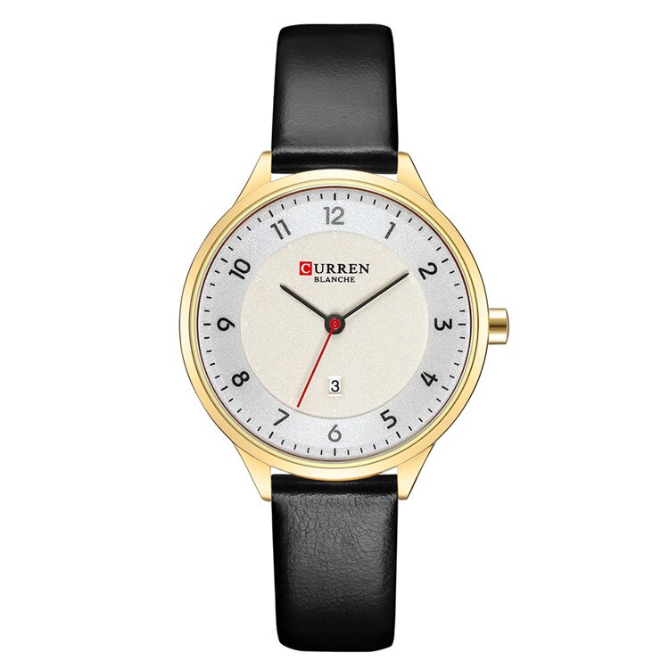 Slanke Lederen Horloge Voor Vrouwen Fahion Quartz Vrouwelijke Klok Met Datum Digitale Horloge Dames Casual Horloges Montre Femme: gold white