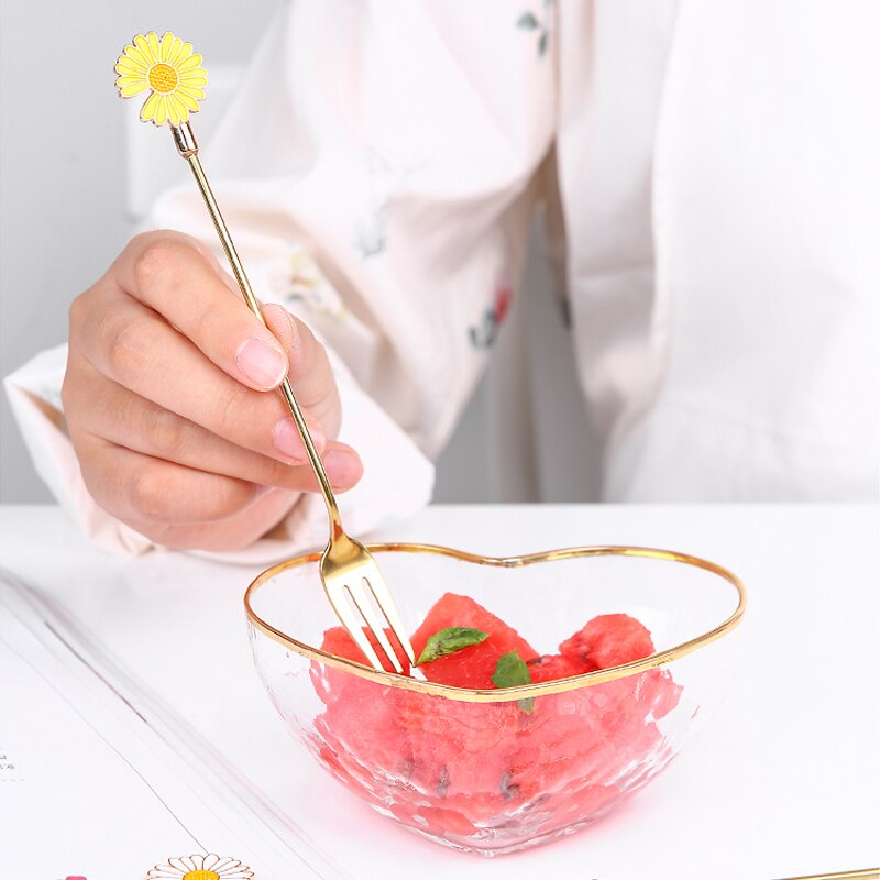 1Pc Rvs Kersenbloesem Lepel Vork Taart Koffie Dessert Thee Ijs Roeren Lepels Leuke Daisy Keuken Theelepel