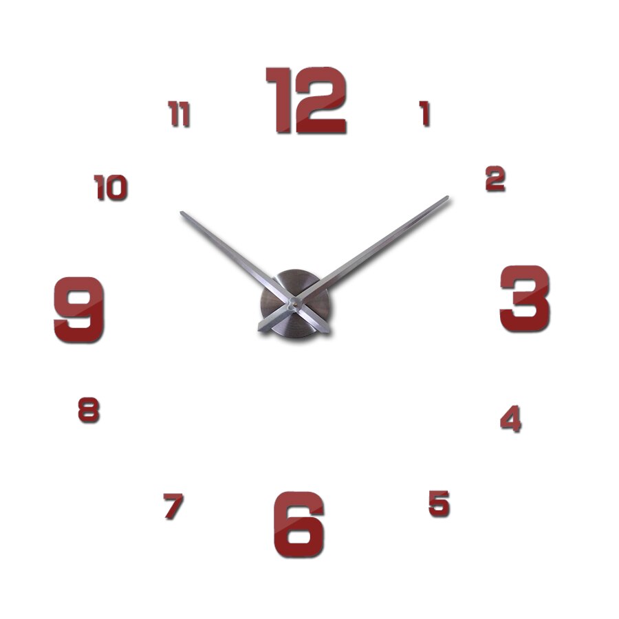 Clock Modern Wall Clocks Reloj De Pared Horloge Watch Decorative Quartz Living Room Acrylic Mirror Sticker: Red / 47inch