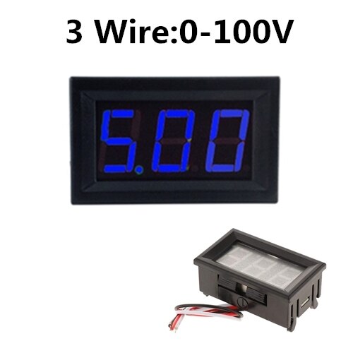 Digital Voltmeter 3 Wire DC 0V to 30V Digital Voltmeter Voltage Panel Meter For 6V 24V Electromobile Motorcycle Car 0.56 '': 3 Wire Blue