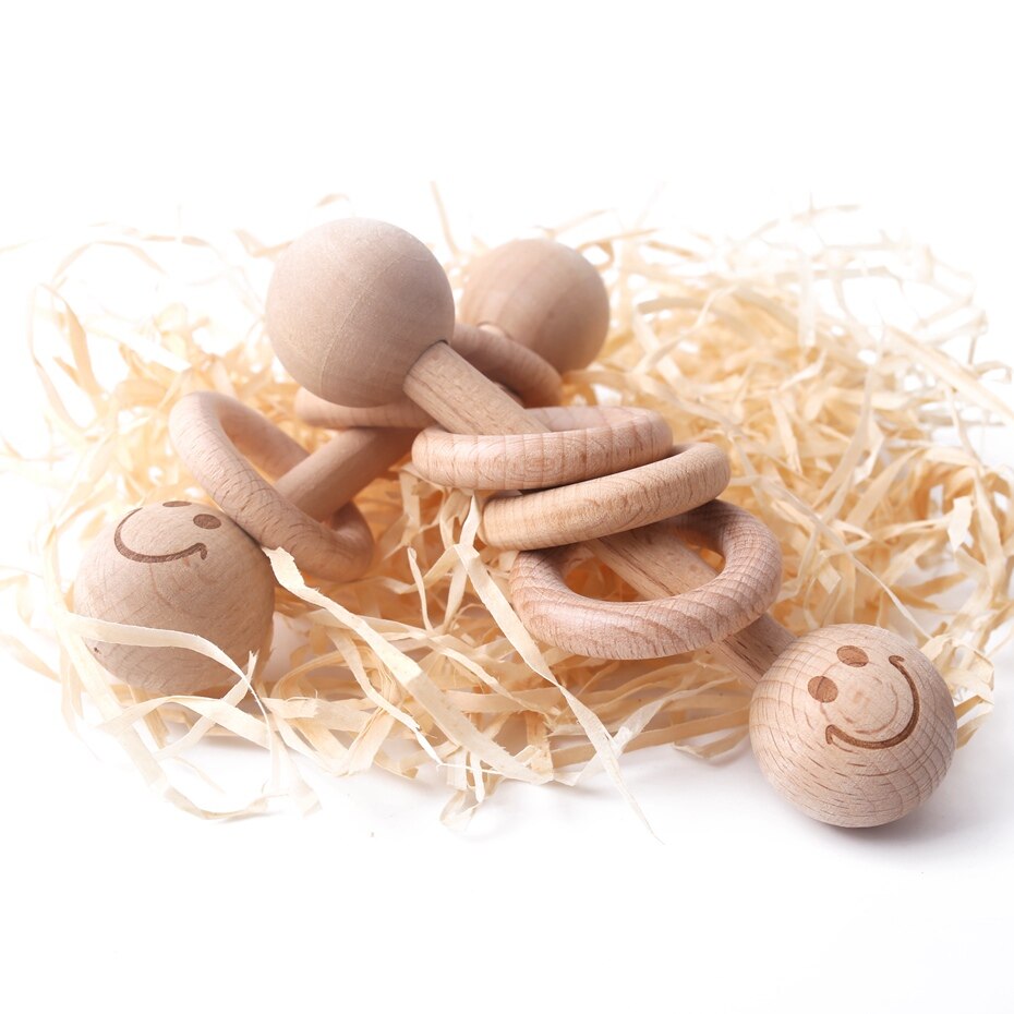 1Pc Onvoltooide Beuken Baby Rammelaar Houten Bijtring Classic Sensory Speelgoed Houten Ringen Neutrale Baby Bed Speelgoed Organic Tandjes