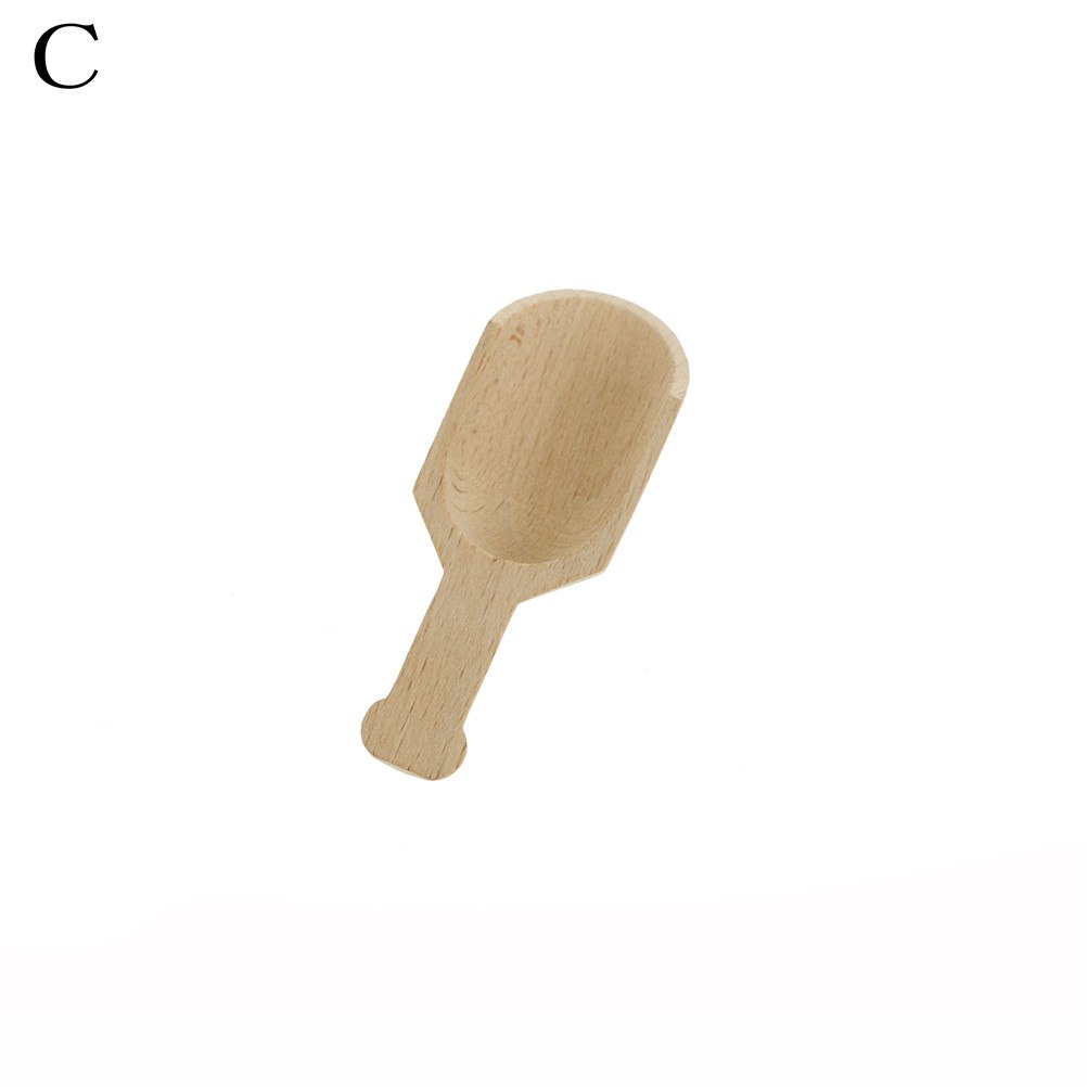 1pcs Mini Wooden Scoops Bath Salt Spoon Candy Flour Spoon Scoops Kitchen Utensils - 2.4x7.8cm: C