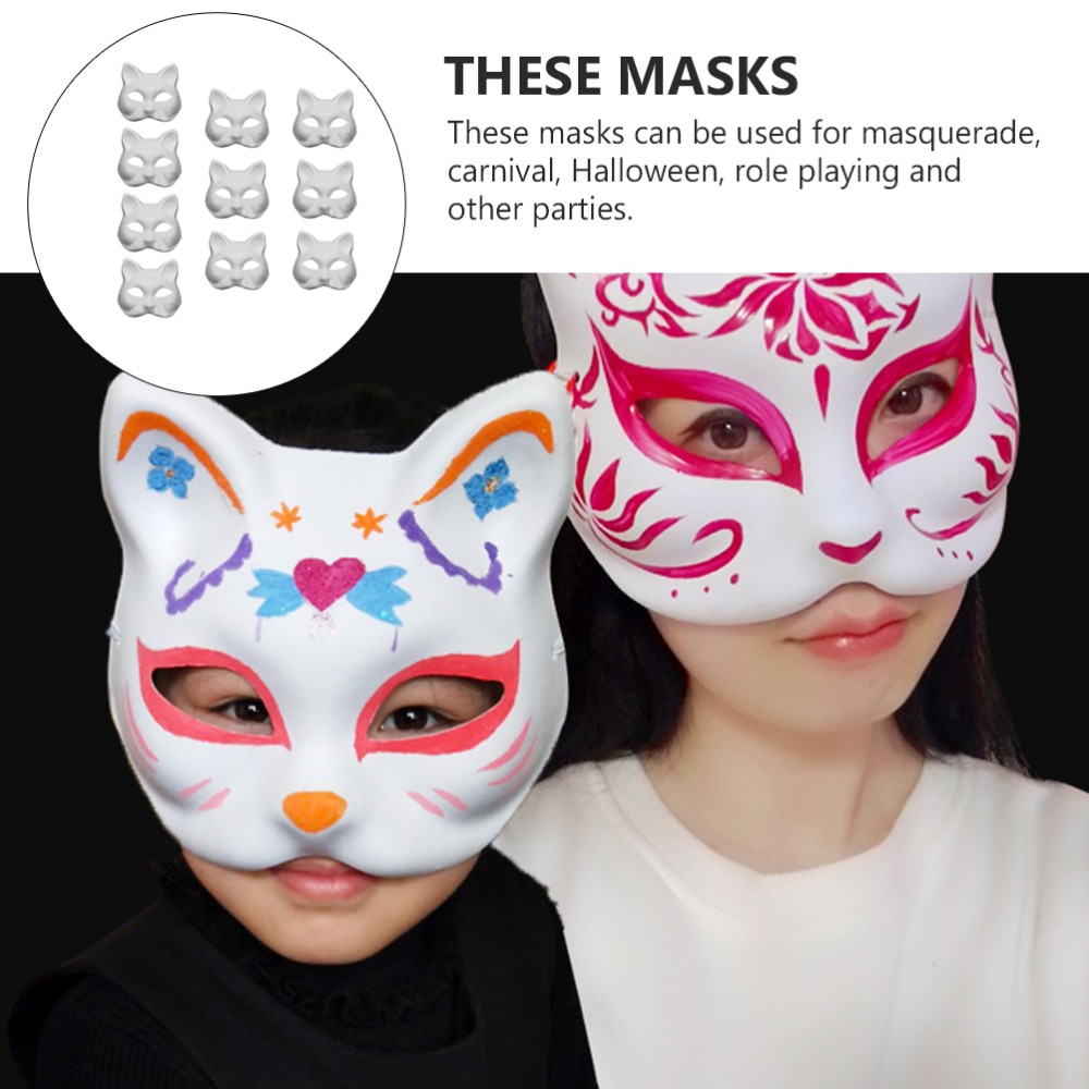 10Pcs DIY Paintable Mask Party Masquerade Props Cosplay Accessories for Party